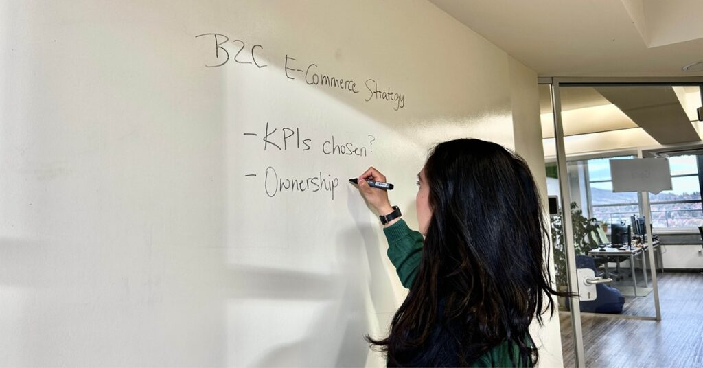 A marketing specialist outlining a B2C e-commerce strategy, prioritising KPIs and ownership clarity.
